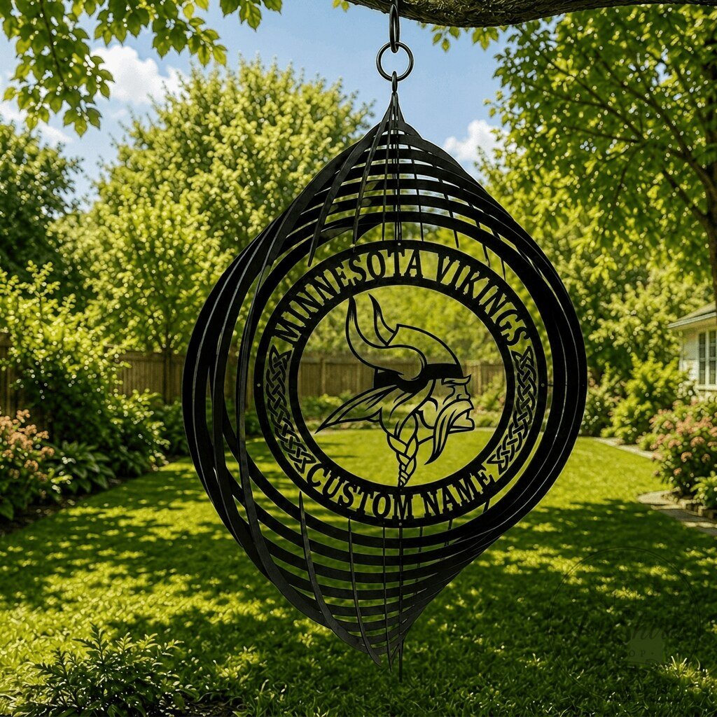 Minnesota Vikings Football Team Custom Name Metal Wind Spinner