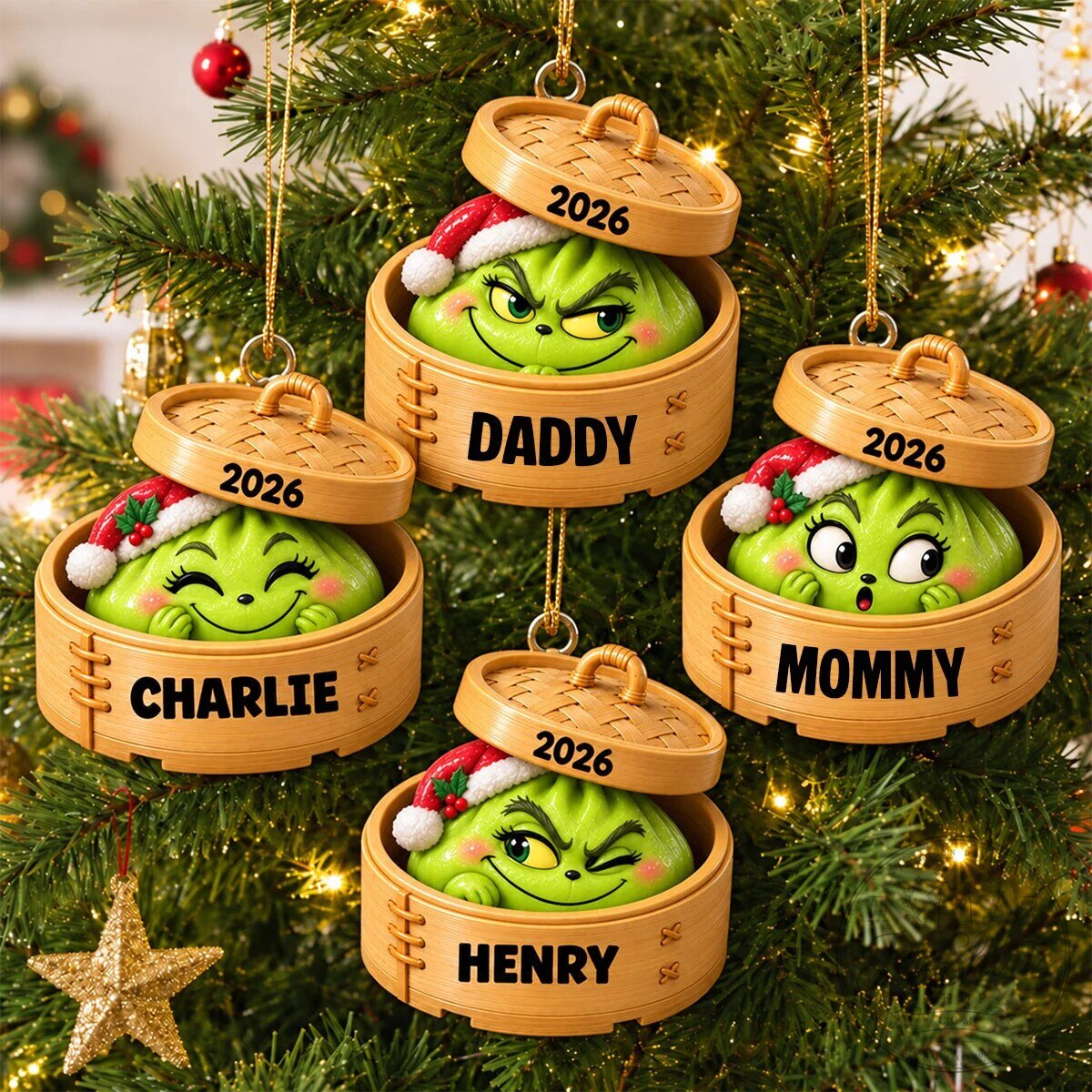 Personalized Grinch Dumpling Christmas Tree Ornament