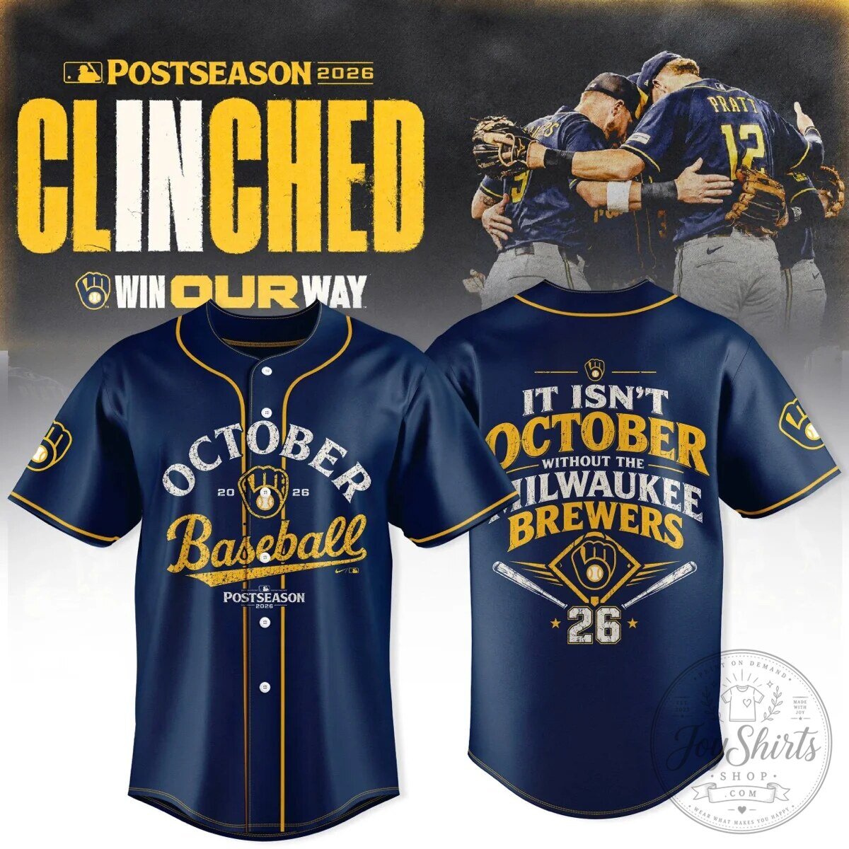 Milwaukee Brewers Postseason 2026 Clinched Baseball Jersey