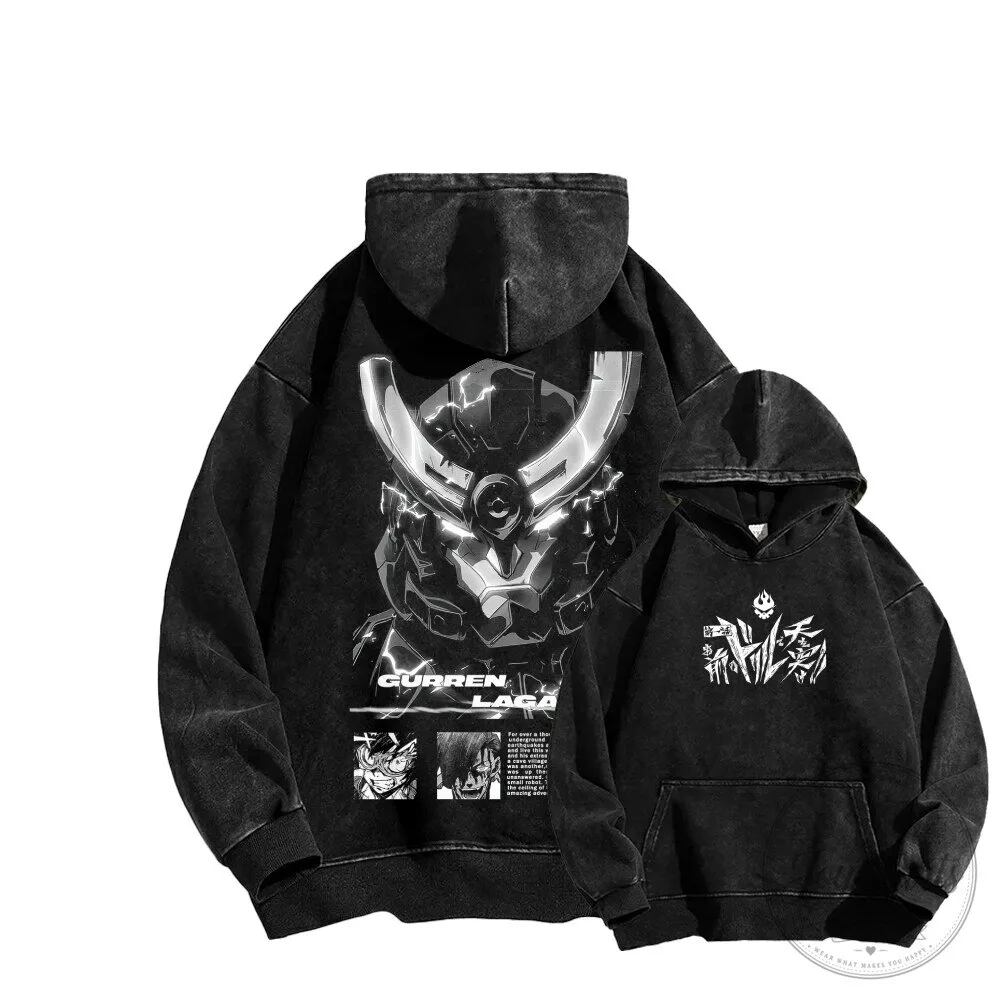 Gurren Lagann Tengen Toppa Simon and Kamina Anime Washed Hoodie