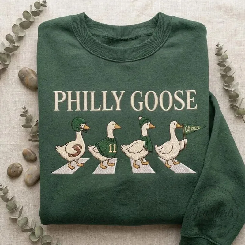 Philadelphia Goose Abbey Road Embroidered Green Sweatshirt