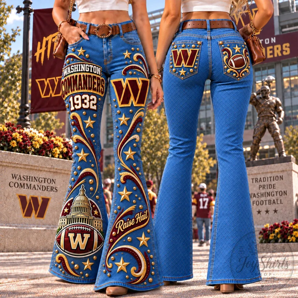 Washington Commanders Football Team Flared Jeans for Women Washington Commanders Football Team Flared Jeans for Women