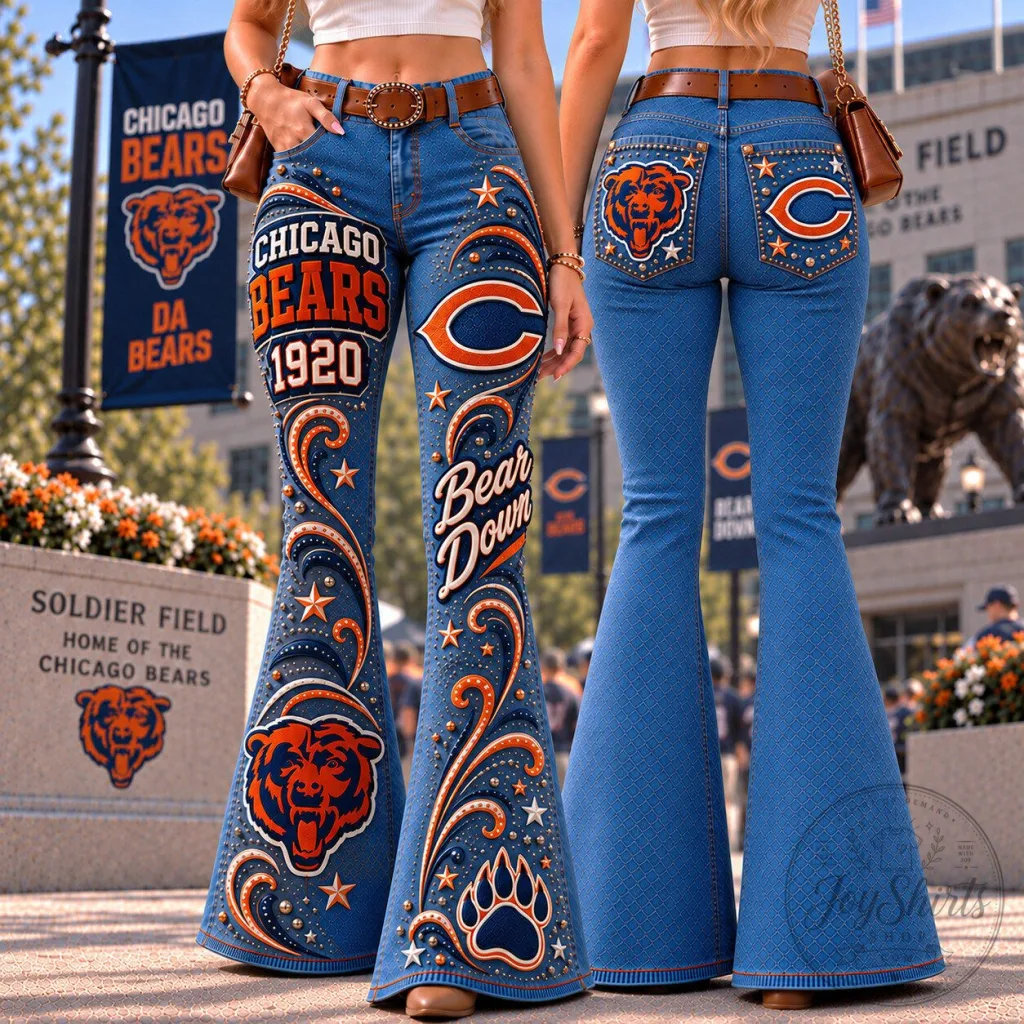 Chicago Bears Flared Jeans for Women, NFL Football Team Apparel 15 Chicago Bears Flared Jeans for Women, NFL Football Team Apparel