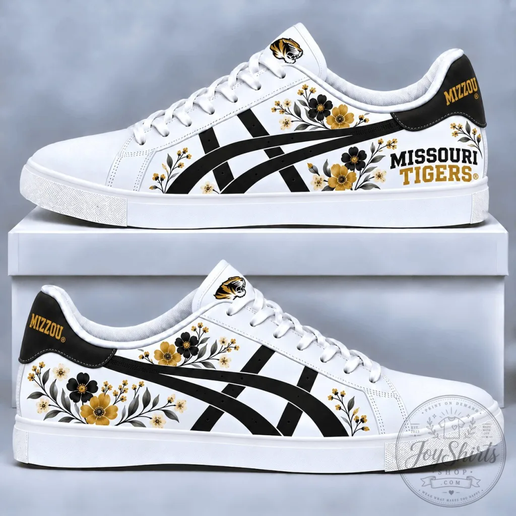Missouri Tigers Floral Pattern White Unisex Shoes Missouri Tigers Floral Pattern White Unisex Shoes
