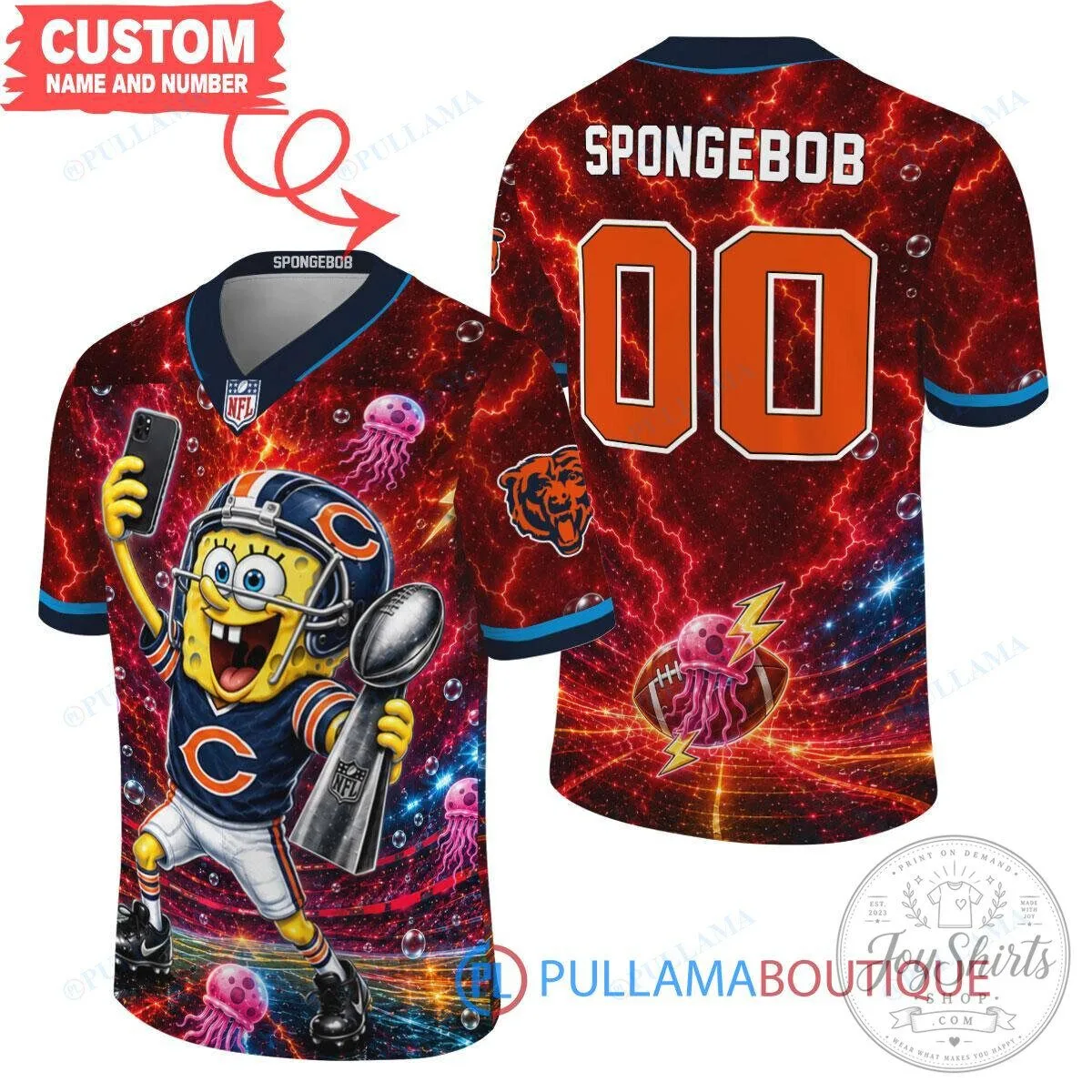 Chicago Bears Spongebob Squarepants Super Bowl Trophy Football Jersey