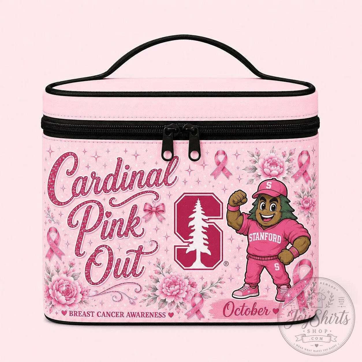 Cosmetic Bag for Breast Cancer Awareness featuring Stanford Cardinal Pink Out Design
