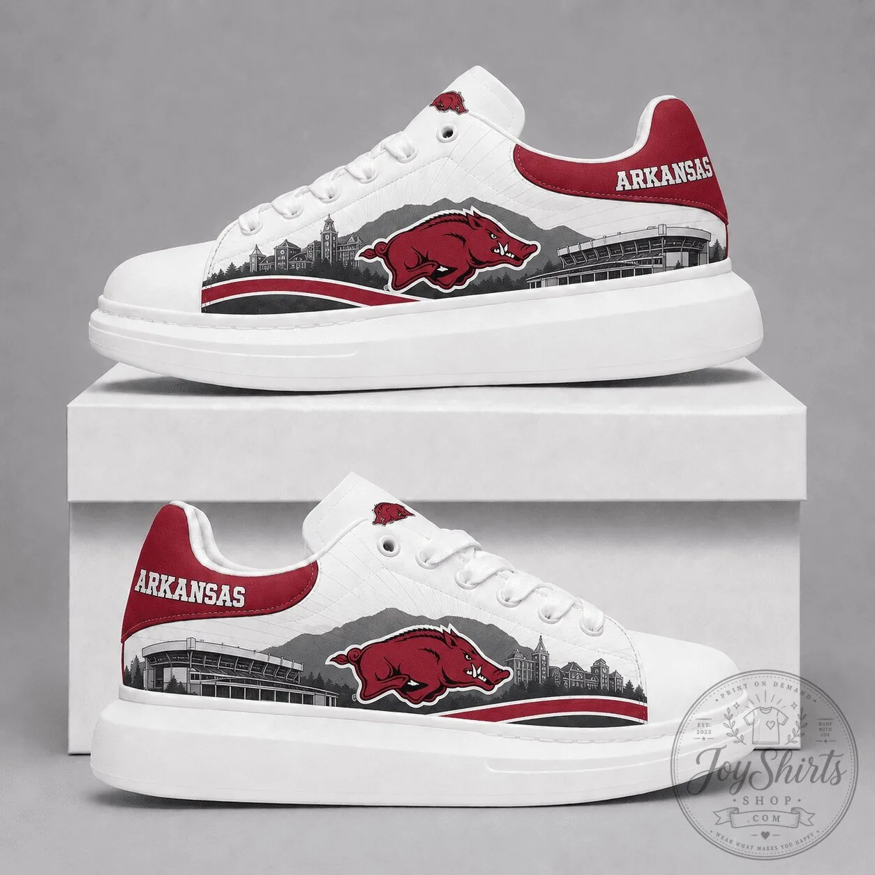 Arkansas Razorbacks University of Arkansas Custom Printed Athletic Shoes