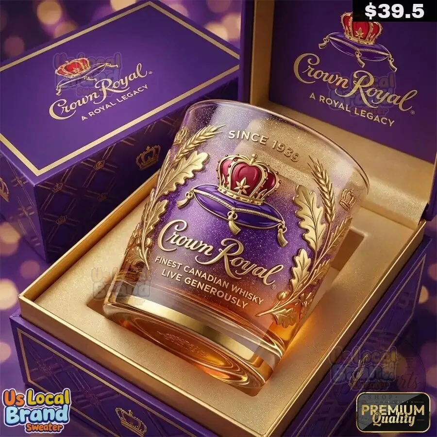 Crown Royal Whiskey Glass with Royal Crown Logo, Premium Drinking Glass