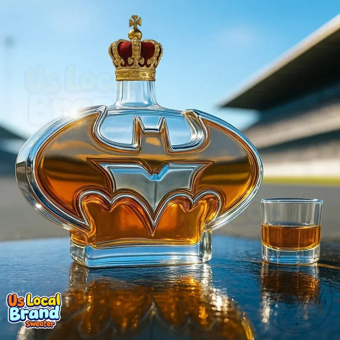 Royal Crown Batman Whiskey Decanter Bottle with Shot Glass