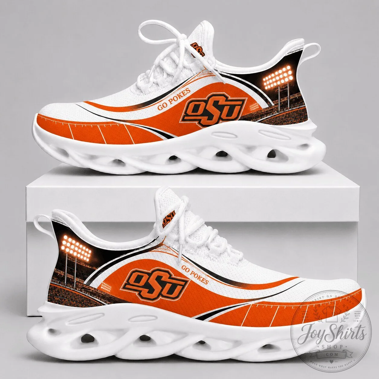 Oklahoma State Cowboys Go Pokes Stadium Design Athletic Sneakers