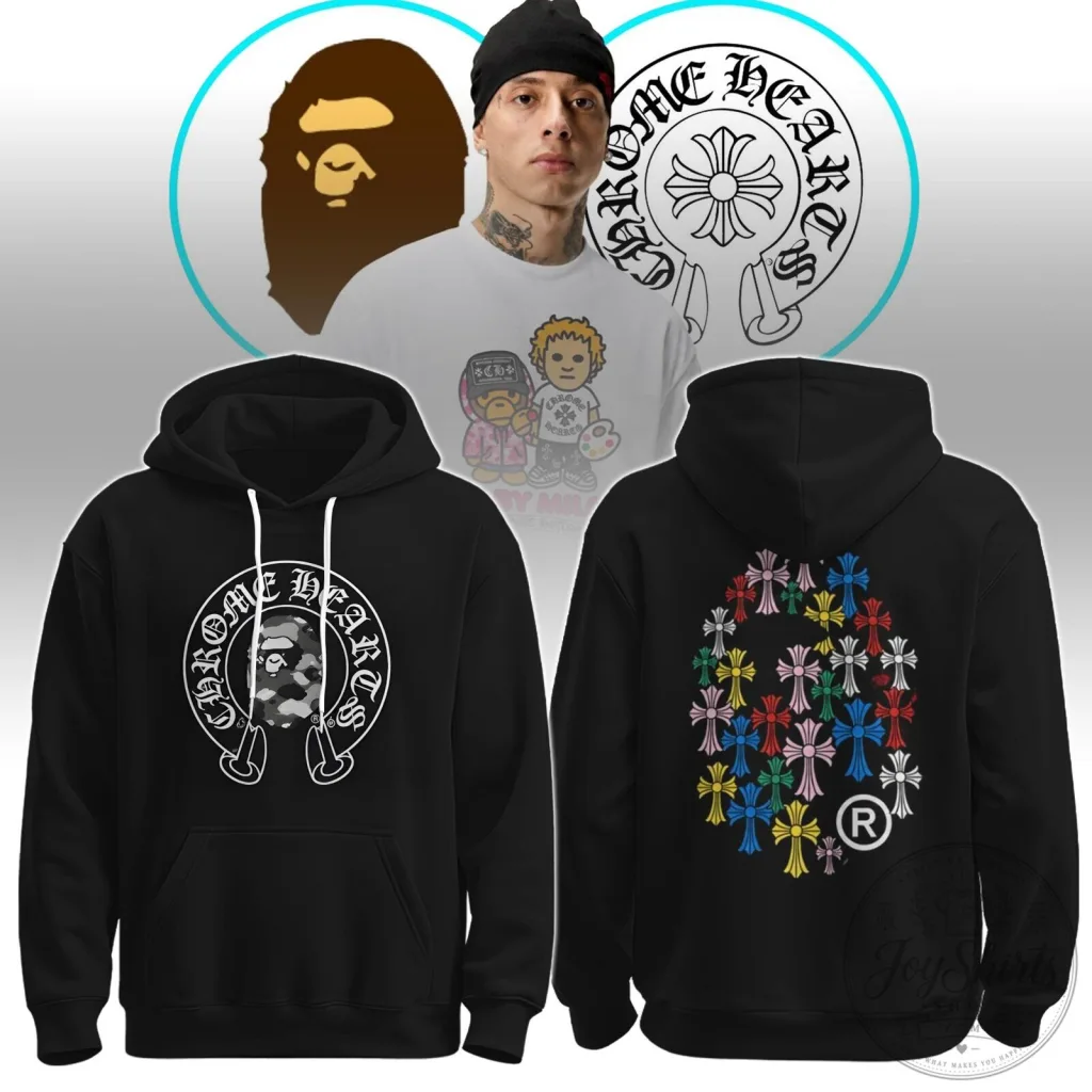 BAPE x Chrome Hearts Collaboration Black Pullover Hoodie BAPE x Chrome Hearts Collaboration Black Pullover Hoodie