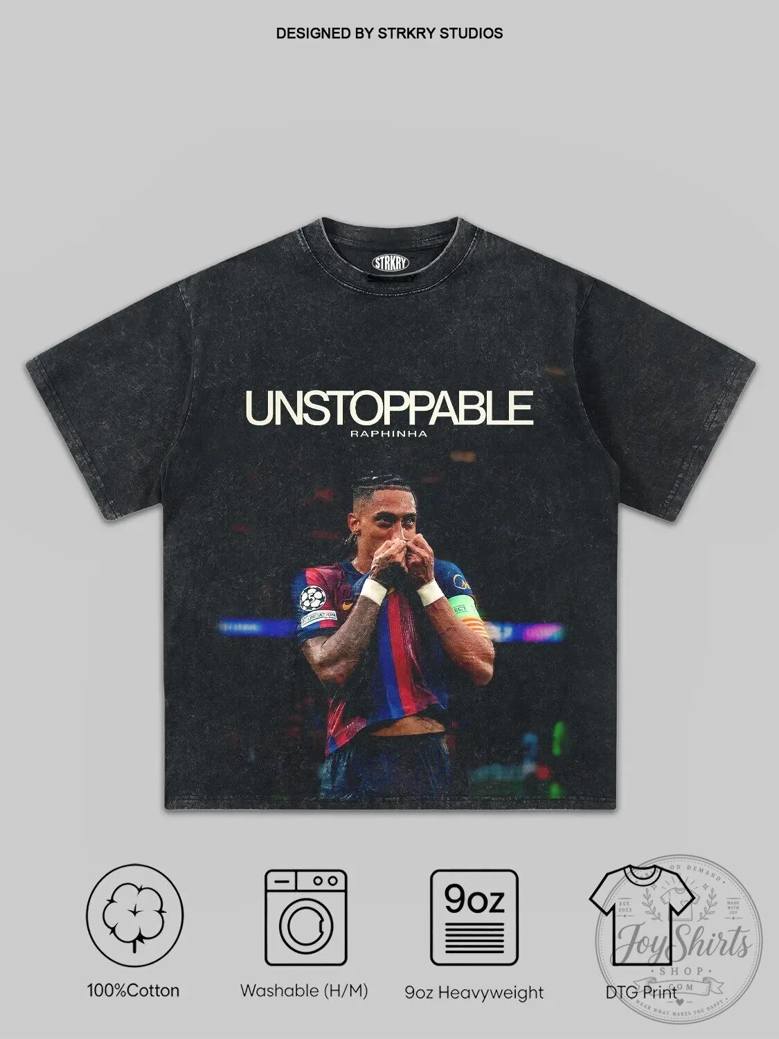 FC Barcelona Raphinha Unstoppable Graphic Design Cotton T-Shirt
