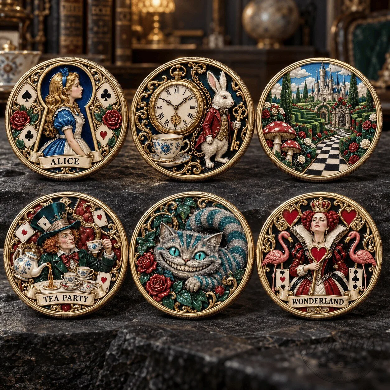 Alice in Wonderland Commemorative Coin Set Collectible Souvenir Gift