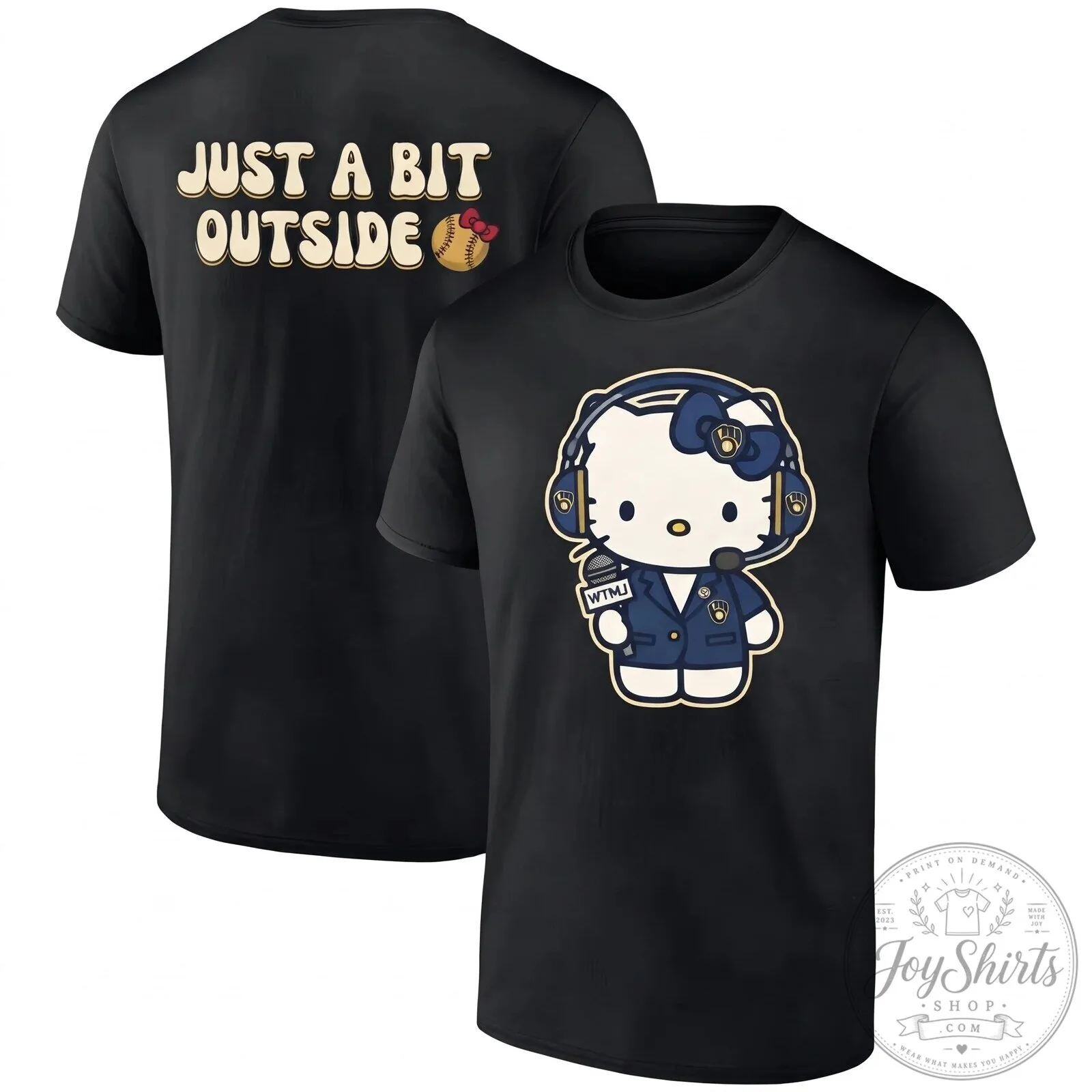 Milwaukee Brewers Hello Kitty Just A Bit Outside Baseball T-Shirt