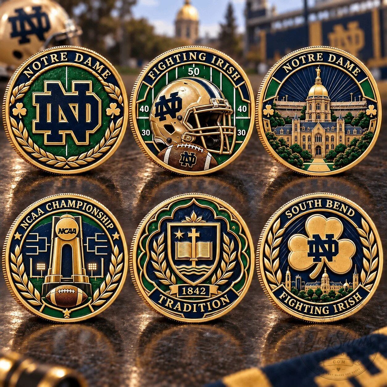 Notre Dame Fighting Irish Football Commemorative Gold Plated Coin Set