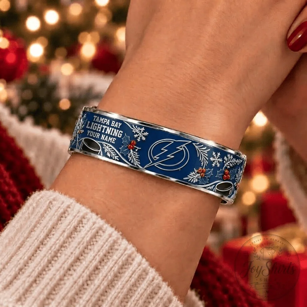 Tampa Bay Lightning Christmas Bracelet Custom Name Winter Holiday Gift
