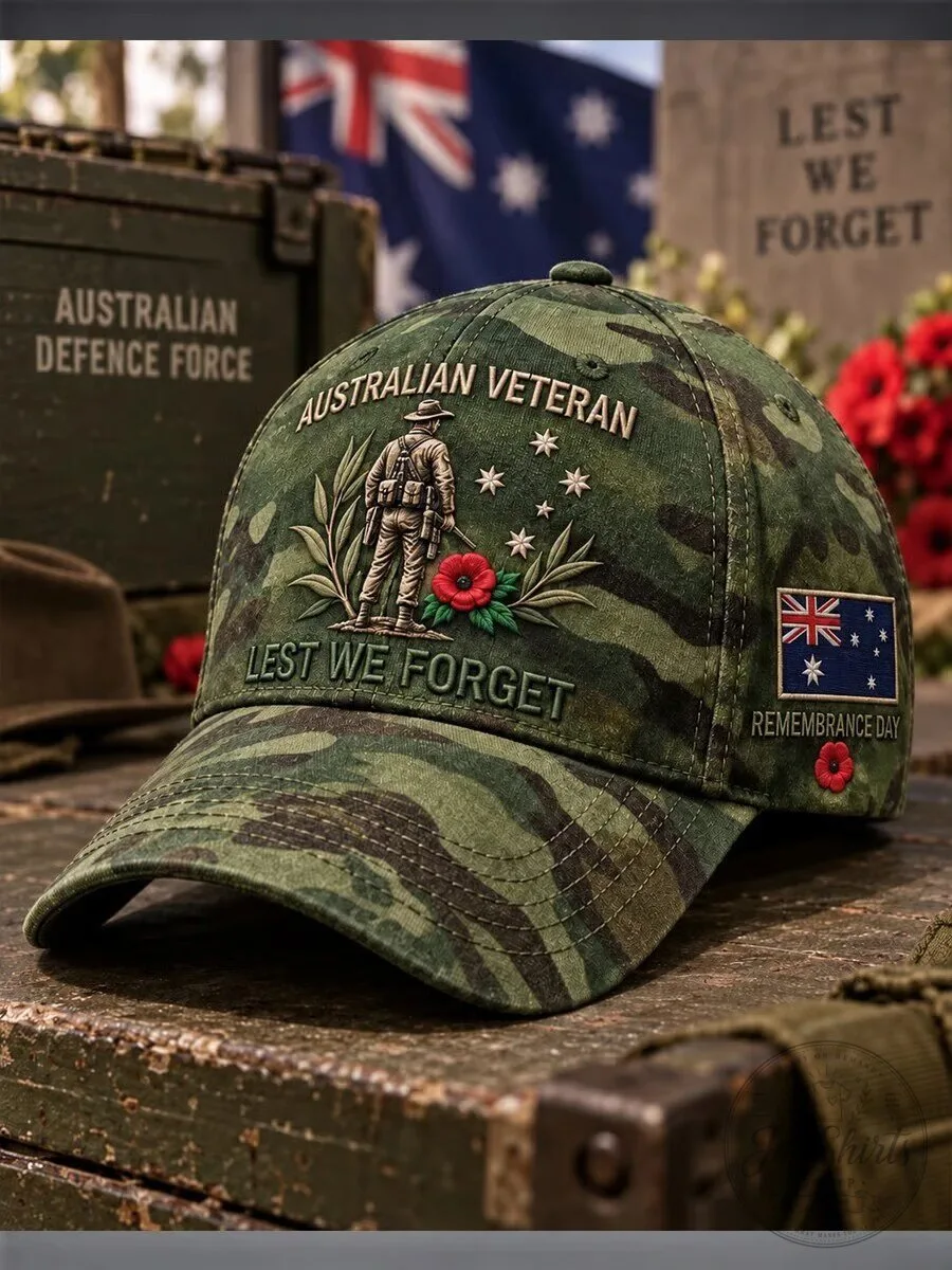 Australian Veteran Lest We Forget Remembrance Day Camouflage Cap Hat