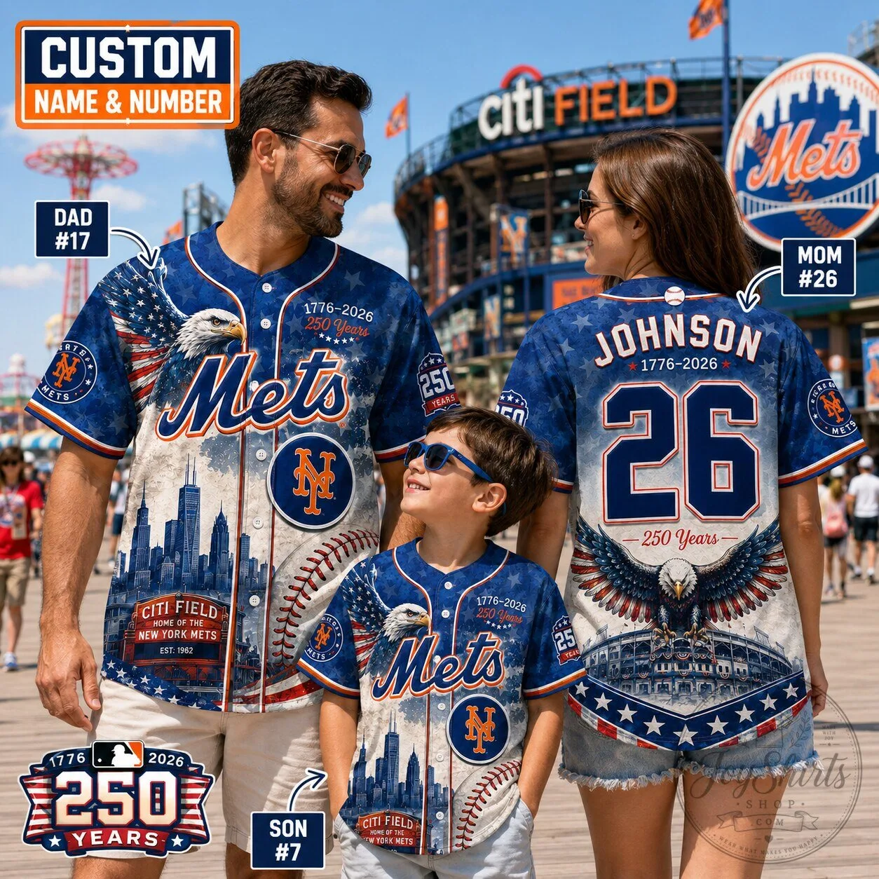 New York Mets Baseball Jersey Custom Name Number 250 Years Anniversary