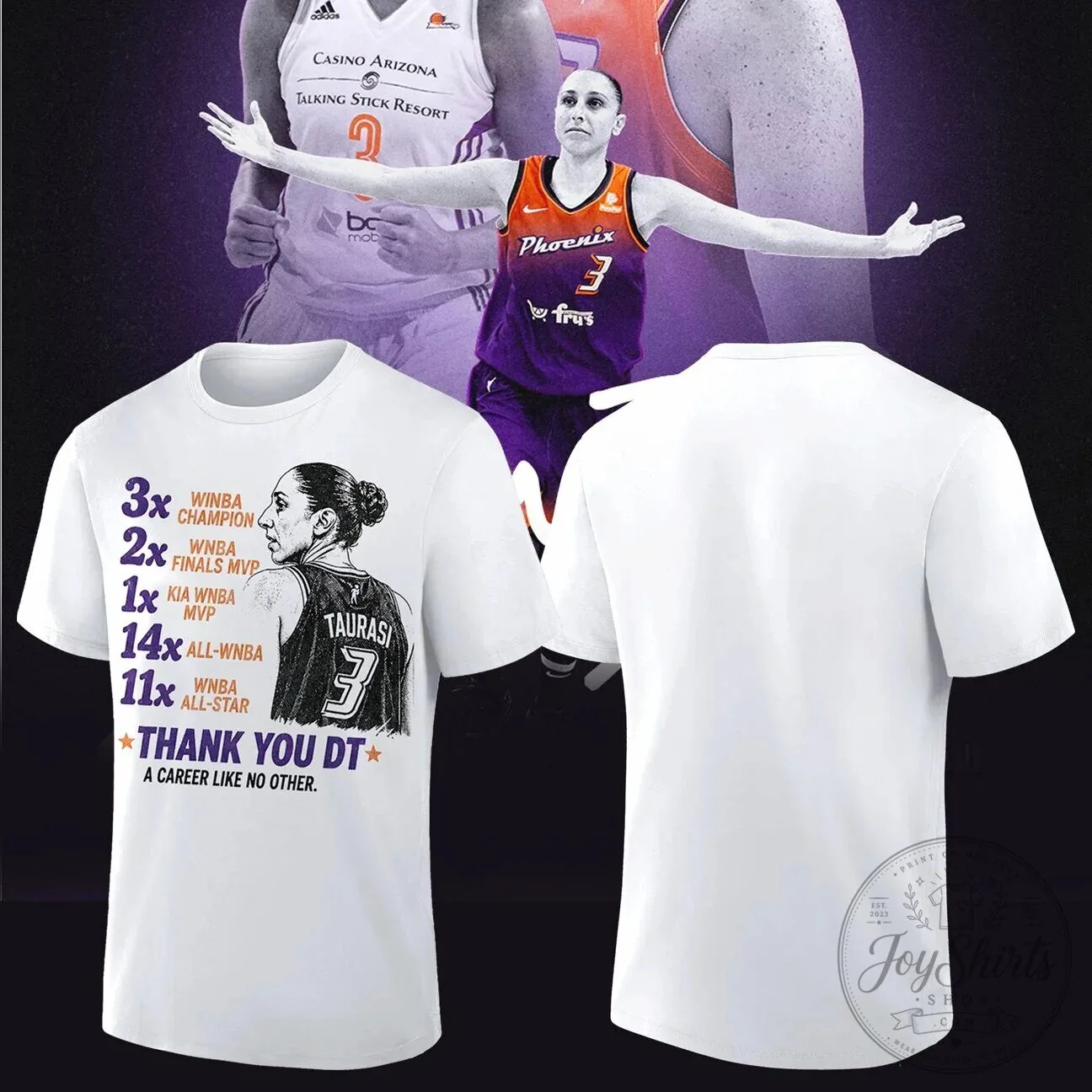 Diana Taurasi Thank You DT T-Shirt – A Unique Career Tribute to Phoenix Mercury