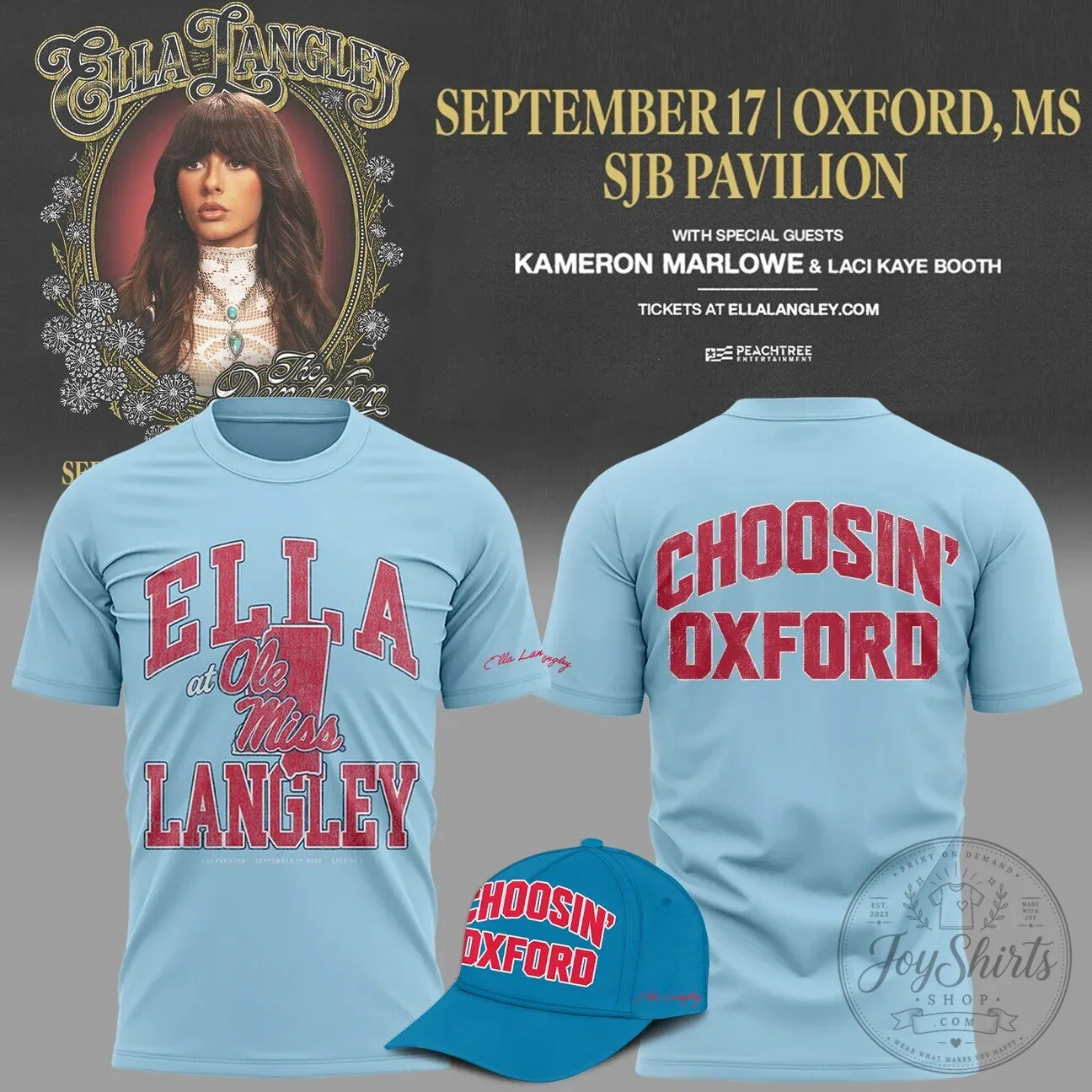 Ella Langley Ole Miss Choosin' Oxford Concert Event Light Blue T-Shirt