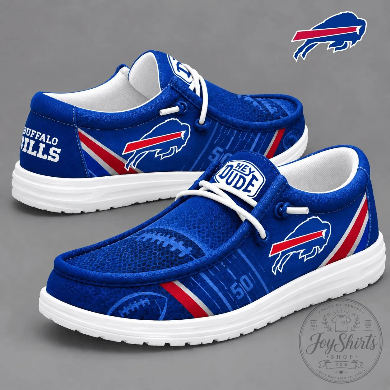 Buffalo Bills NFL Football Team Logo Blue Loafer Shoes
