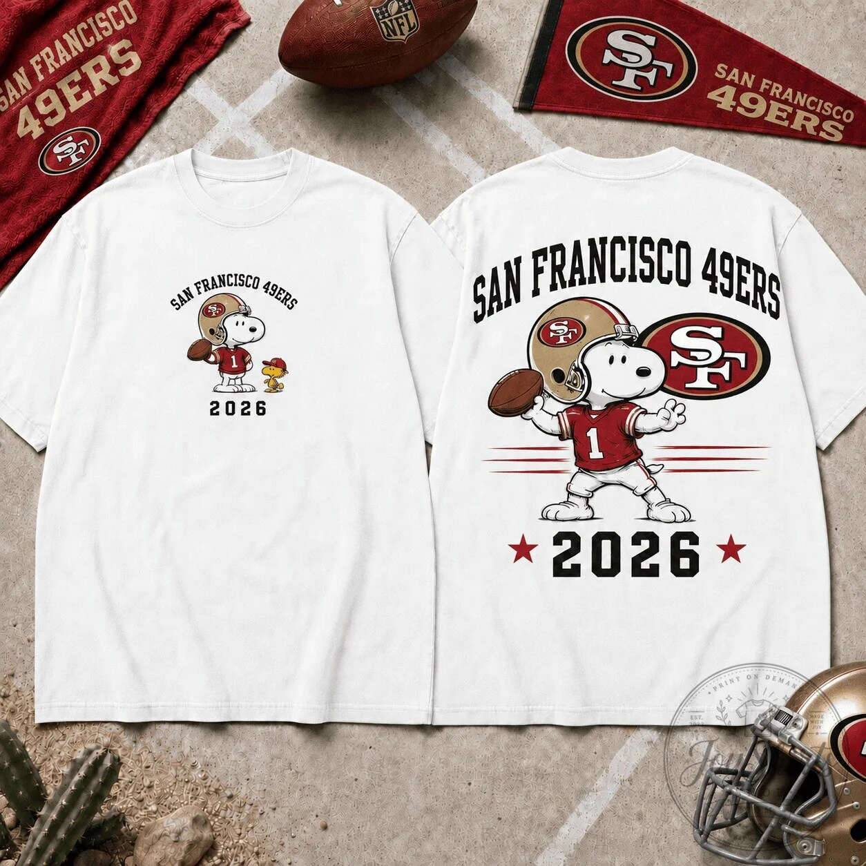 San Francisco 49ers Snoopy Football Fan T-Shirt