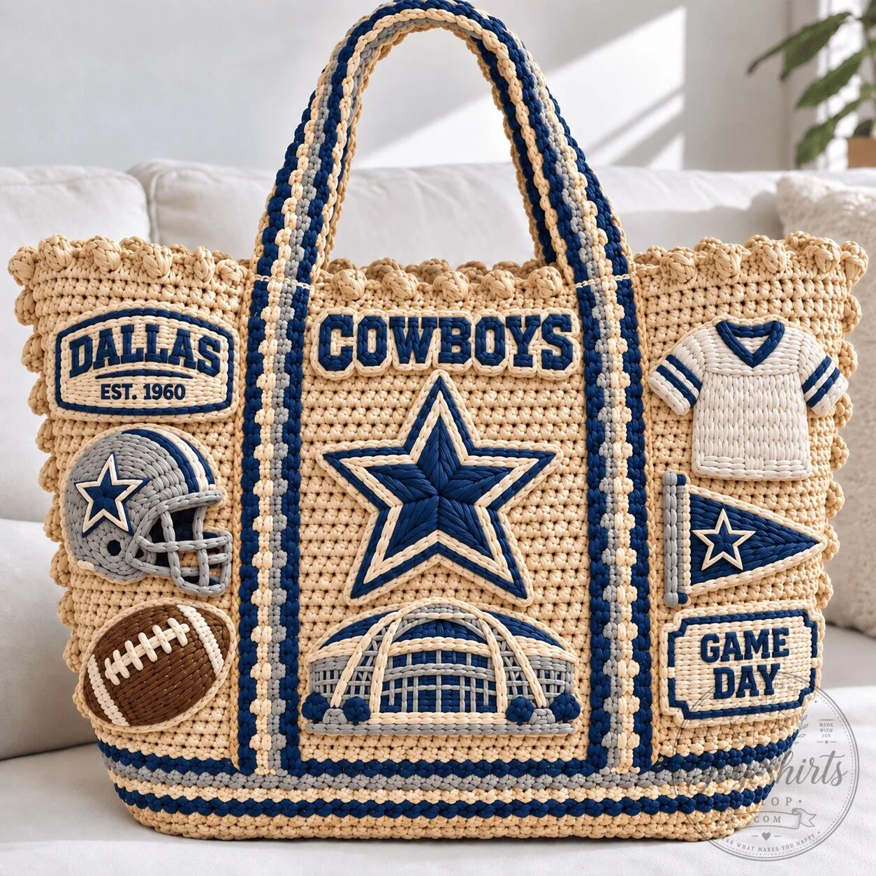Dallas Cowboys Straw Style Embellished Tote Bag Game Day