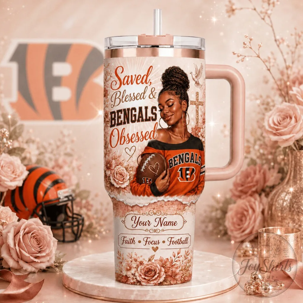 Cincinnati Football Bengals Obsessed Personalized Tumbler with Handle and Straw 19 Cincinnati Football Bengals Obsessed Personalized Tumbler with Handle and Straw