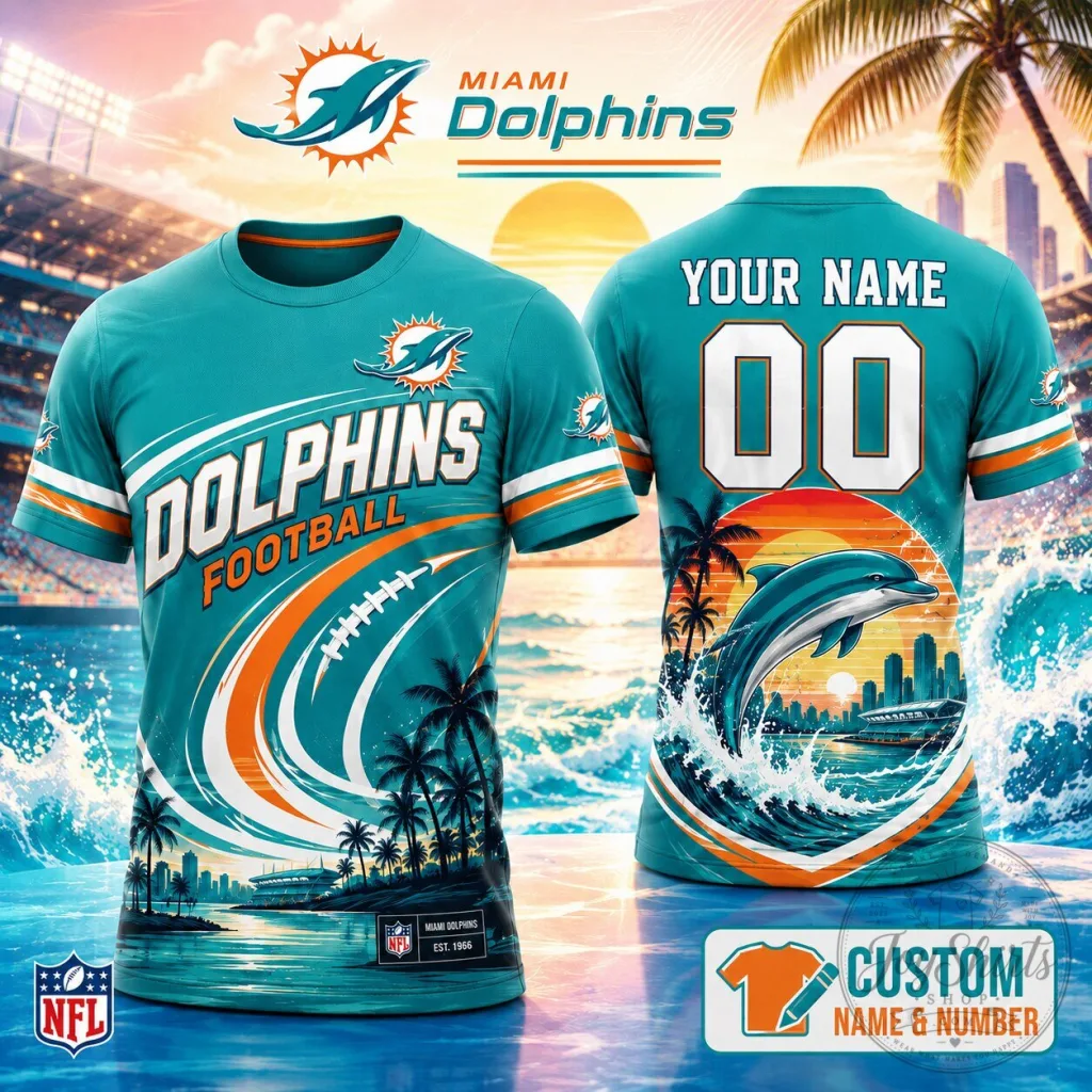 Miami Dolphins Football Personalized Custom Name Number T-Shirt 15 Miami Dolphins Football Personalized Custom Name Number T-Shirt