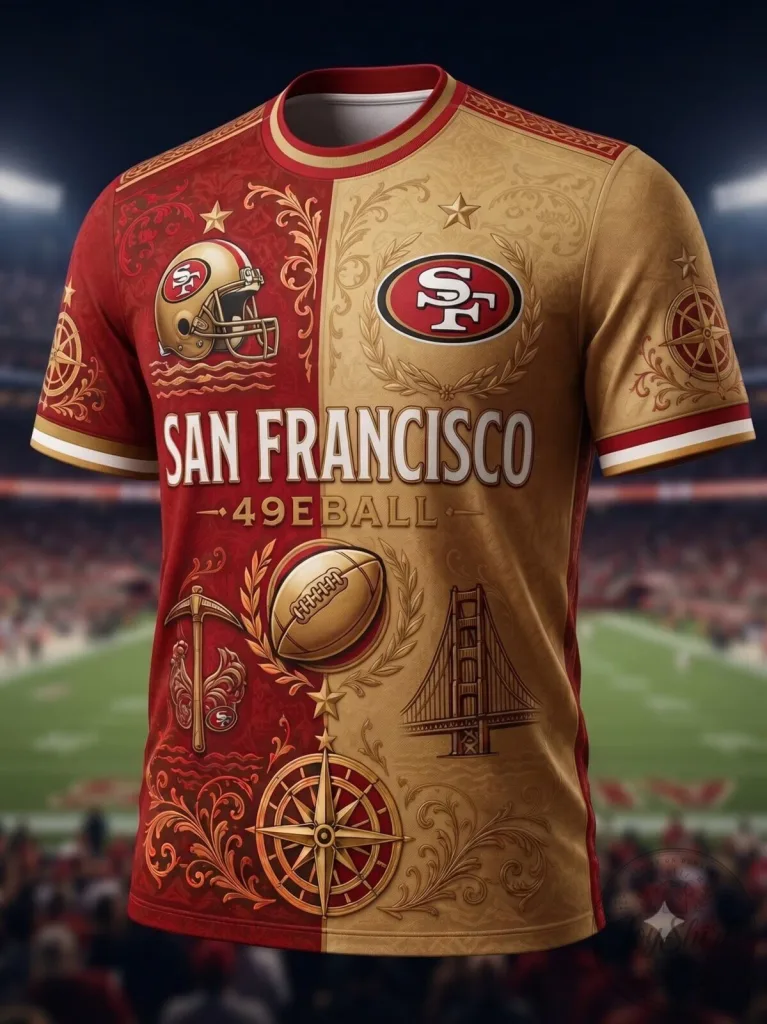 Pittsburgh Steelers | Premium NFL Naidoc Week 2026 Women Shirt 12 San Francisco 49ers Fan Shirt Football Team Gold Red Pattern T-Shirt