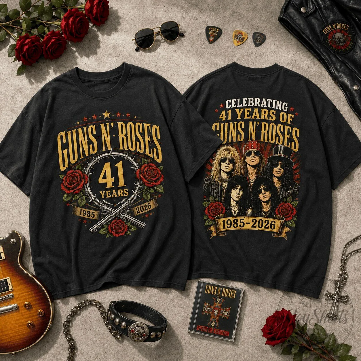 Guns N' Roses Rock Band Shirt 41st Anniversary 1985-2026 Vintage Graphic T-Shirt
