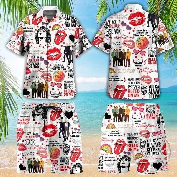 The Rolling Stones Rock and Roll Band Hawaiian Shirt