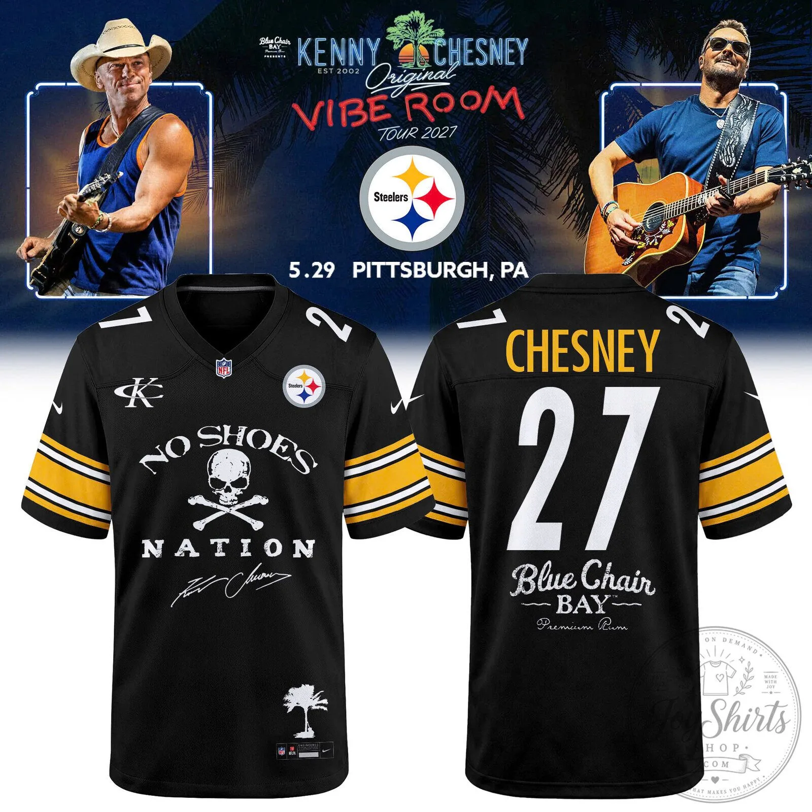 Kenny Chesney No Shoes Nation Pittsburgh Steelers Football Jersey