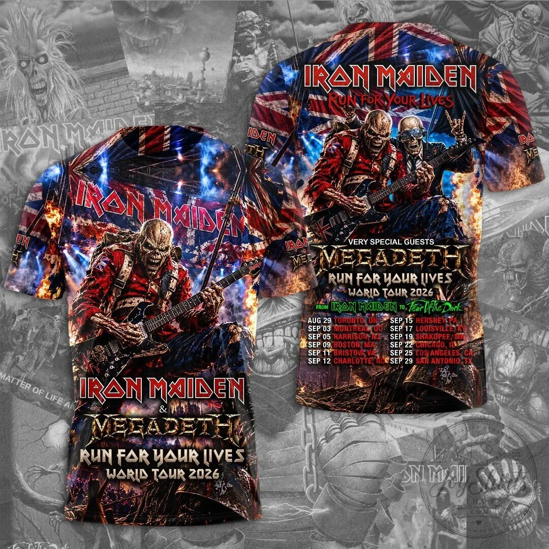 Iron Maiden and Megadeth Run For Your Lives World Tour 2026 T-Shirt