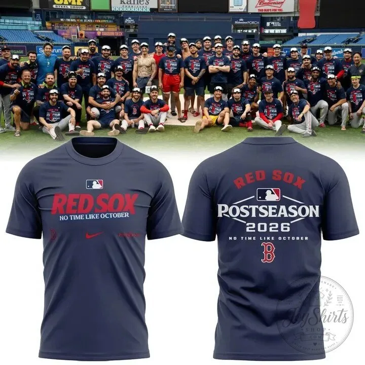 Boston Red Sox 2026 Postseason No Time Like October Navy Blue T-Shirt