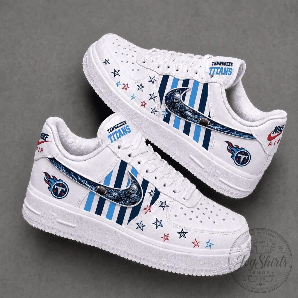 Tennessee Titans Nike Air Force 1 Low Custom Printed White Sneakers 14 Tennessee Titans Nike Air Force 1 Low Custom Printed White Sneakers