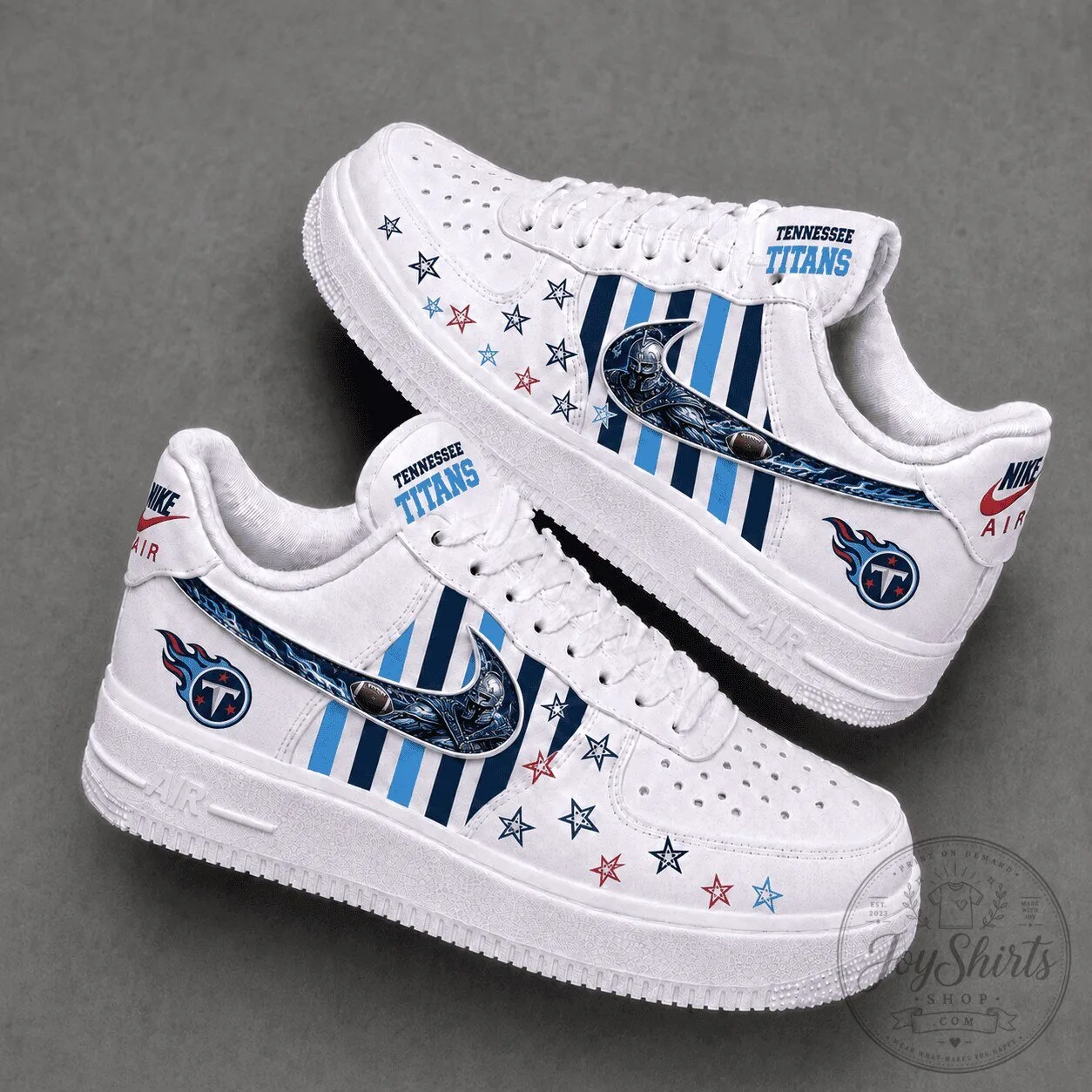 Tennessee Titans Nike Air Force 1 Low Custom Printed White Sneakers