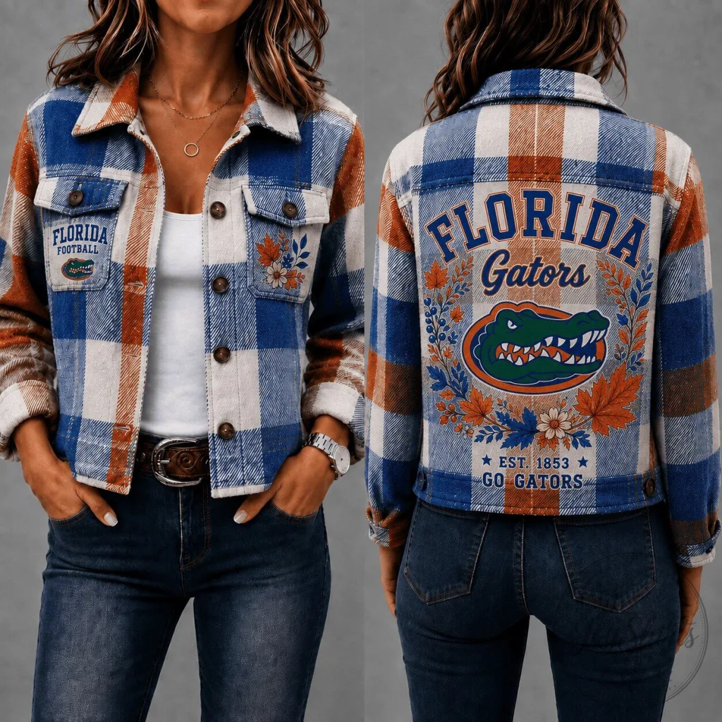 Florida Gators Plaid Flannel Button Down Jacket Florida Gators Plaid Flannel Button Down Jacket