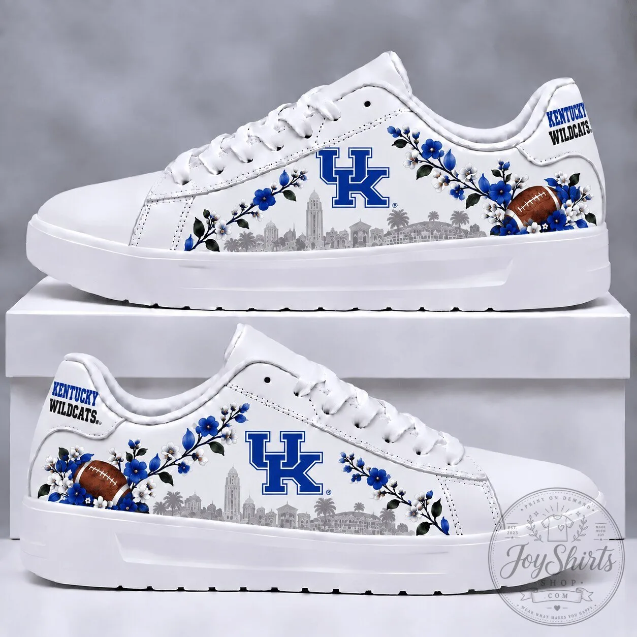 Kentucky Wildcats NCAA Football Floral White Sneakers