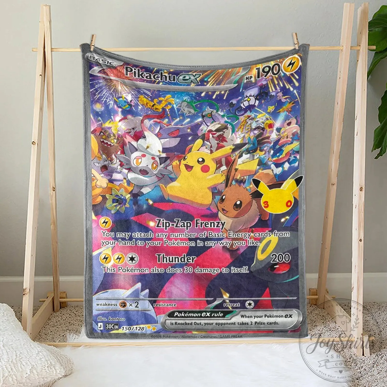 Pikachu EX Pokemon Trading Card Game Fleece Blanket 8 Pikachu EX Pokemon Trading Card Game Fleece Blanket