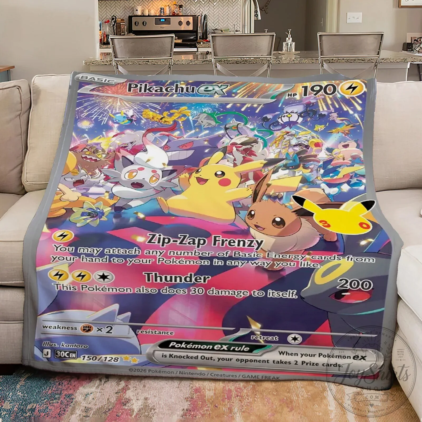Pikachu EX Pokemon Trading Card Game Fleece Blanket 9 Pikachu EX Pokemon Trading Card Game Fleece Blanket
