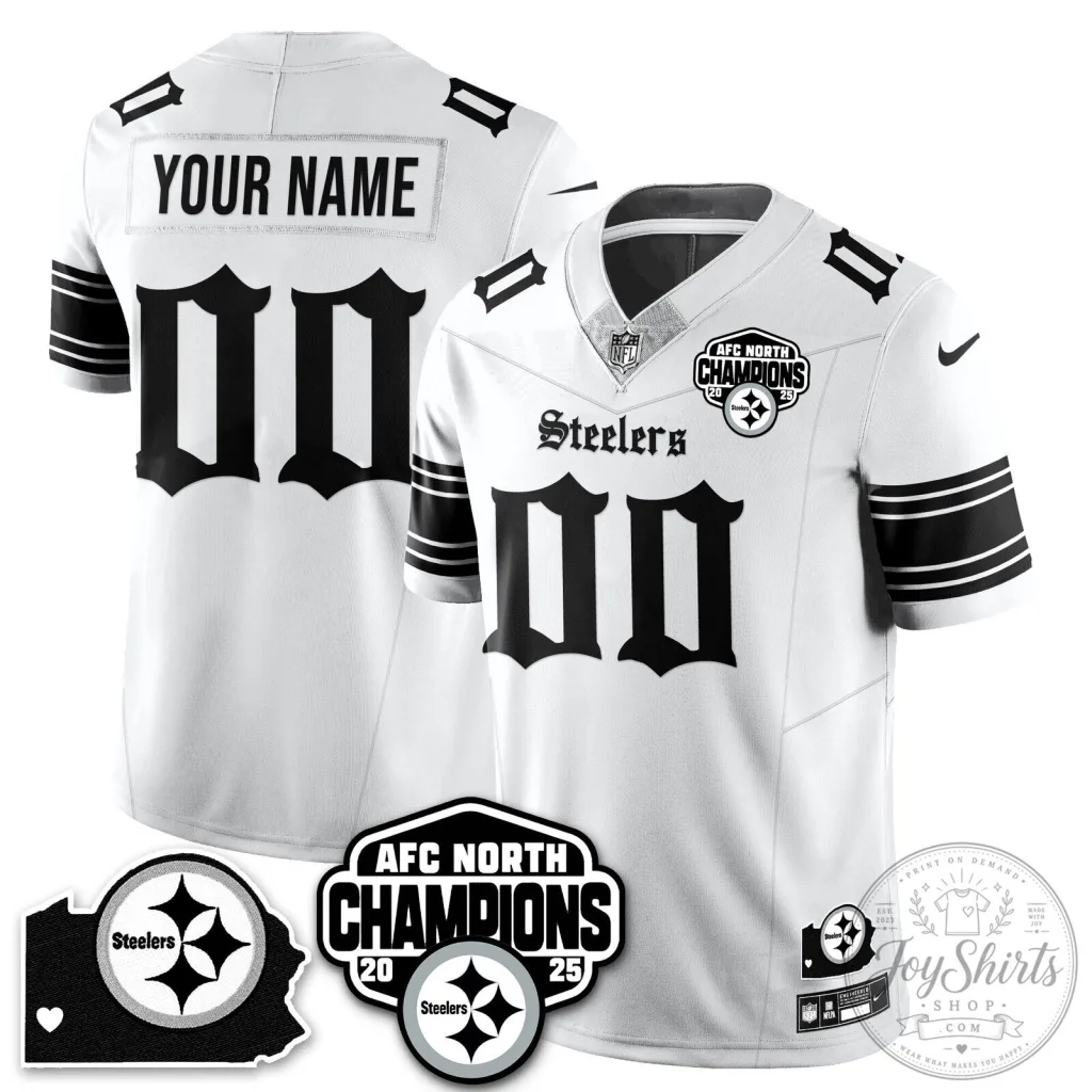 Team USA Obsidian Starry Dunk Low 1 Pittsburgh Steelers AFC North Champions 2025 Custom Stitched Football Jersey