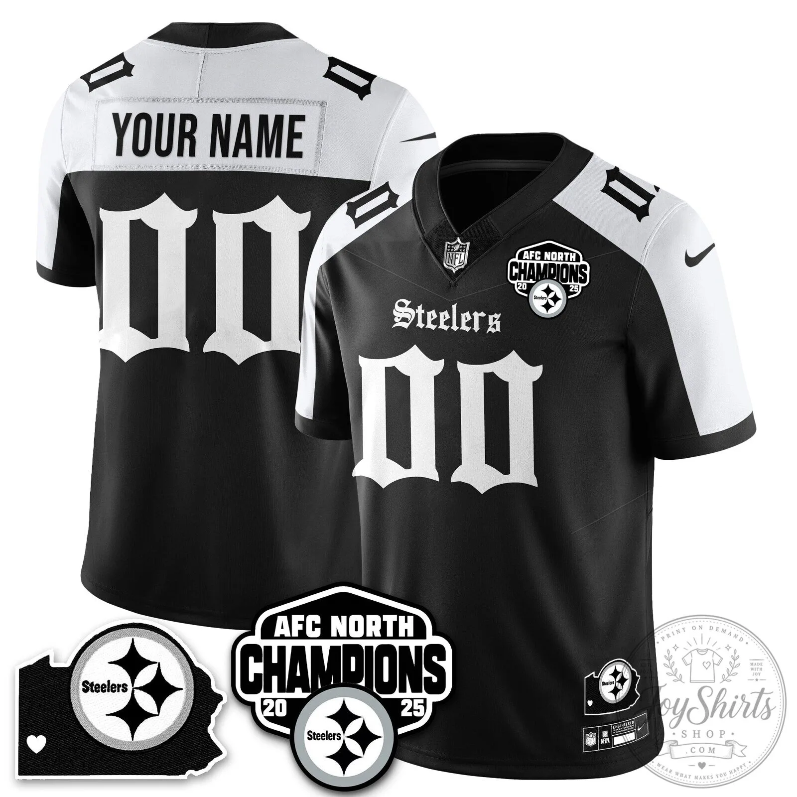 ★値下げ★新品未使用★Pittsburgh Steelers ユニフォームXL Pittsburgh Steelers AFC North Champions 2025 Custom Stitched