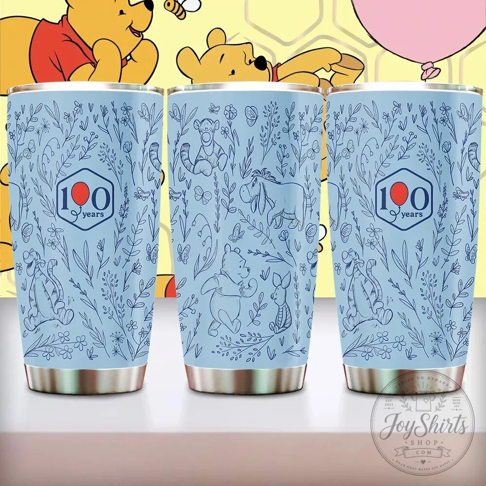 Winnie the Pooh 100 Years Anniversary Floral Pattern Tumbler