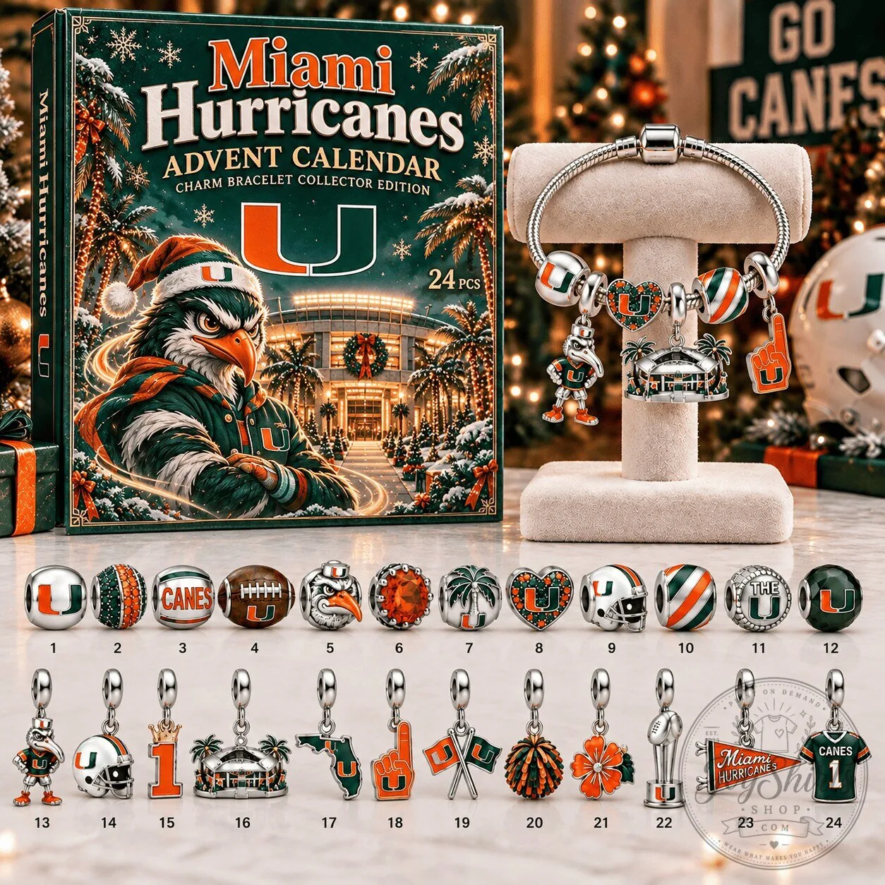 Miami Hurricanes Football Advent Calendar Charm Bracelet Collector Edition