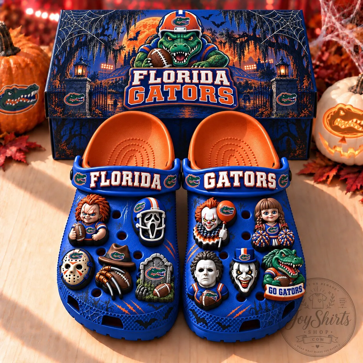 Florida Gators Halloween Horror Movie Characters Blue Clogs Shoes