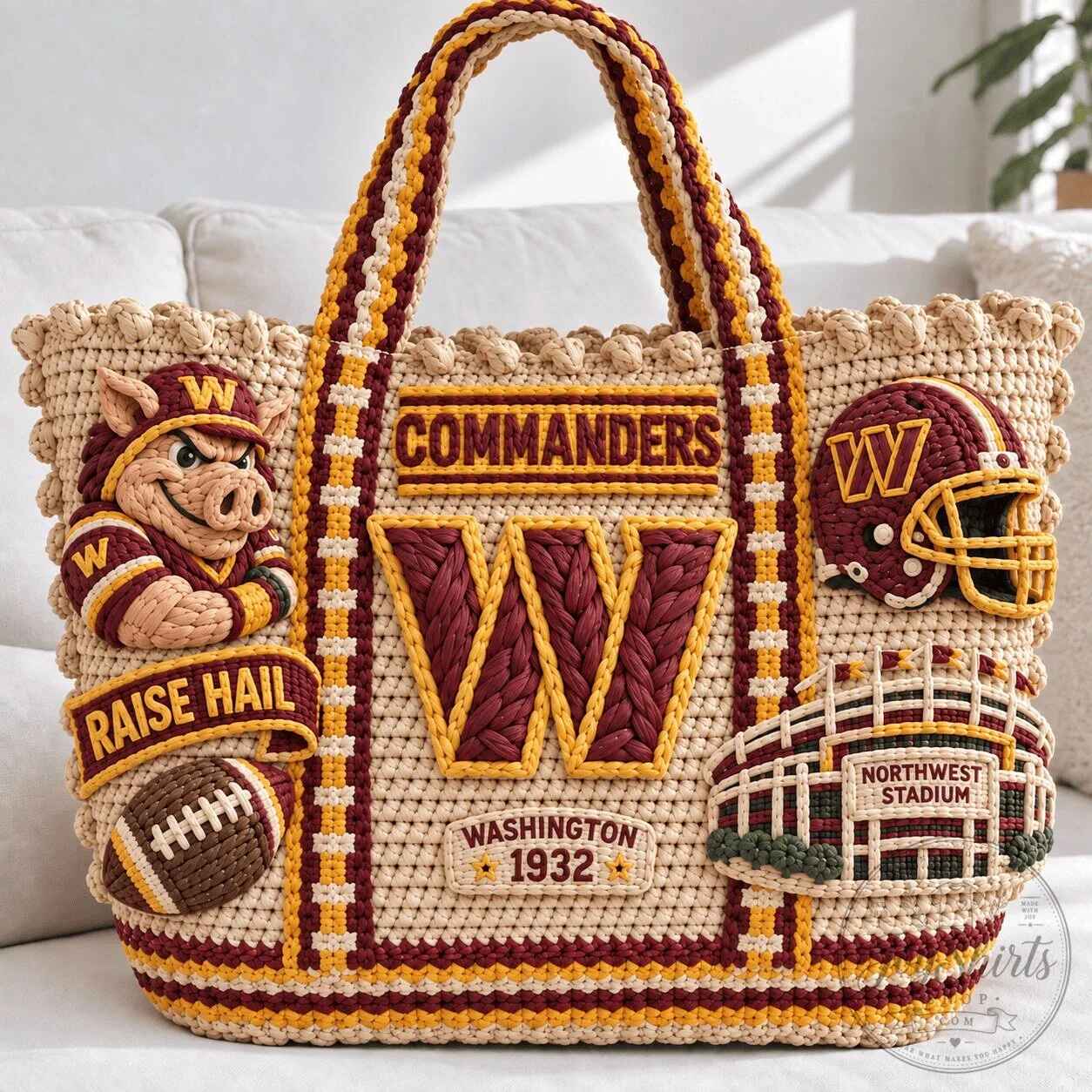 Washington Commanders Football Team Crochet Handbag Tote Bag