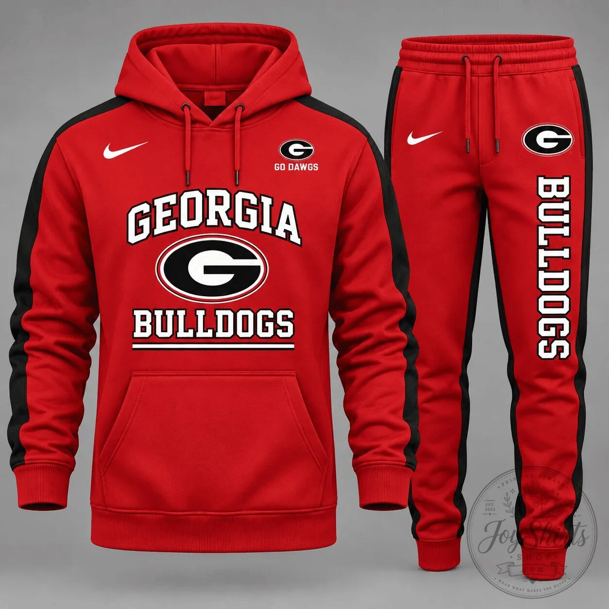 Georgia Bulldogs NCAA Red Black Hoodie and Pants Tracksuit Set