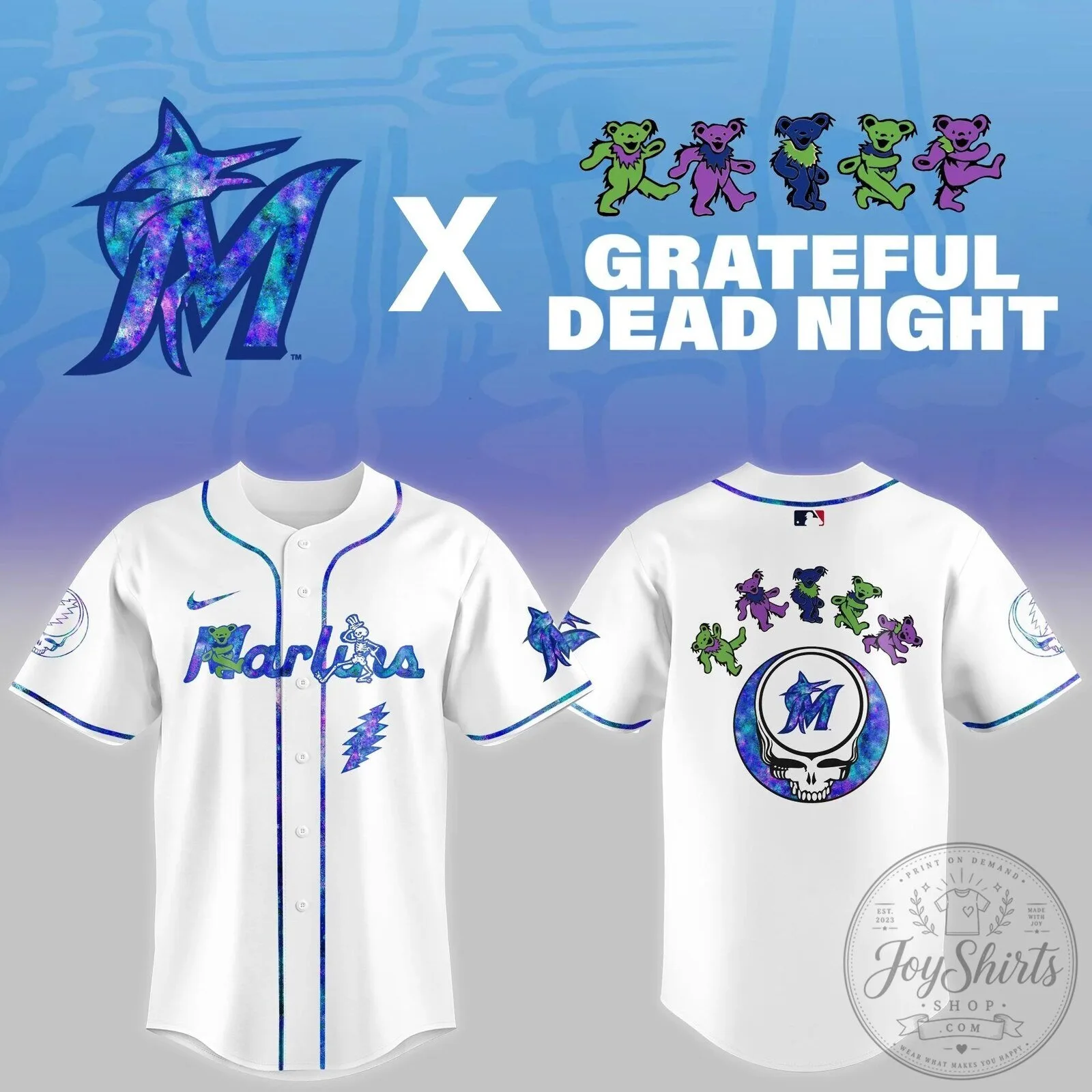 Miami Marlins Baseball Grateful Dead Night Limited Edition Jersey