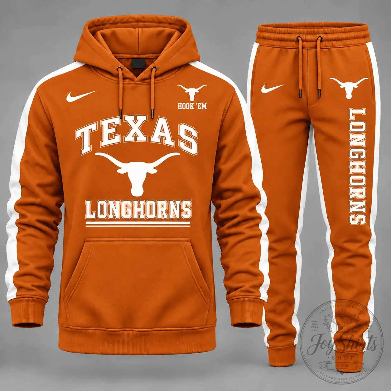 Texas Longhorns NCAA College Football Team Orange Hoodie and Sweatpants Set